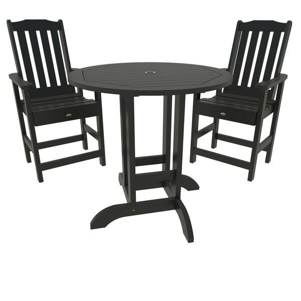 Highwood Usa Lehigh 3pc Round Counter Height Outdoor Patio Furniture Dining Set AD-CNL36-BKE - main